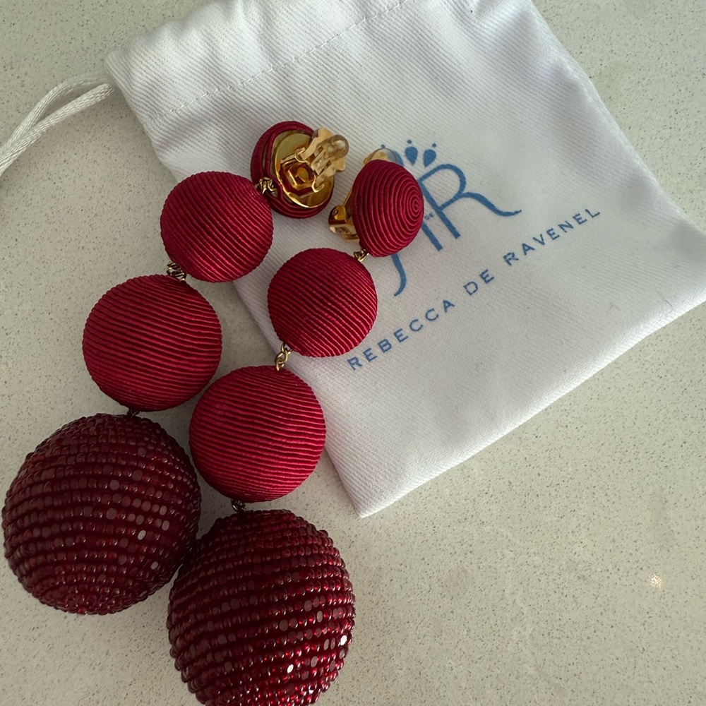 Rebecca de Ravenel Red Statement Earrings
